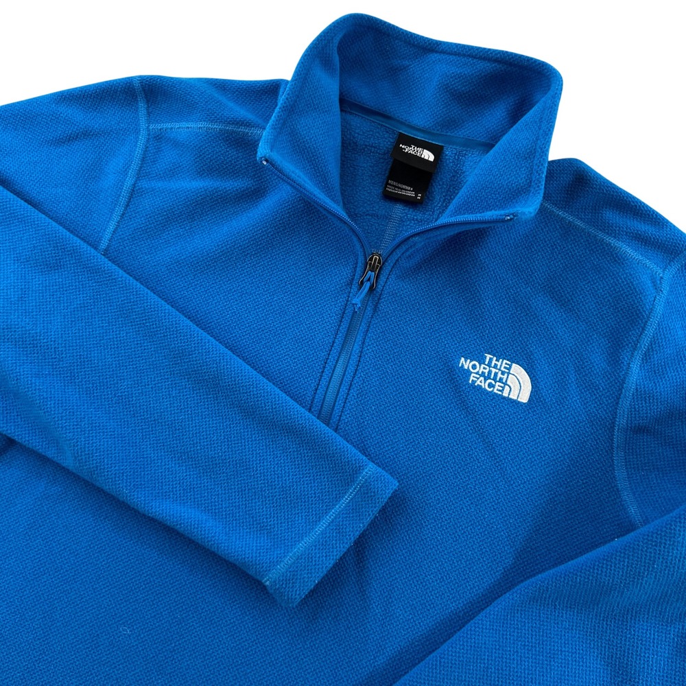 The North Face Mens Textured Cap Rock Quarter-Zip Pullover Medium Blue Mock Neck